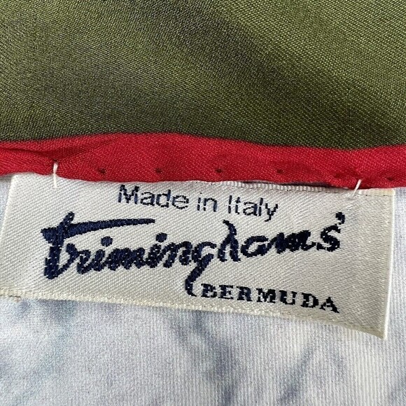 Vintage Triminghams Bermuda 100% Silk Scarf 32” X  34” Equestrian and Lion Gold - Picture 7 of 13